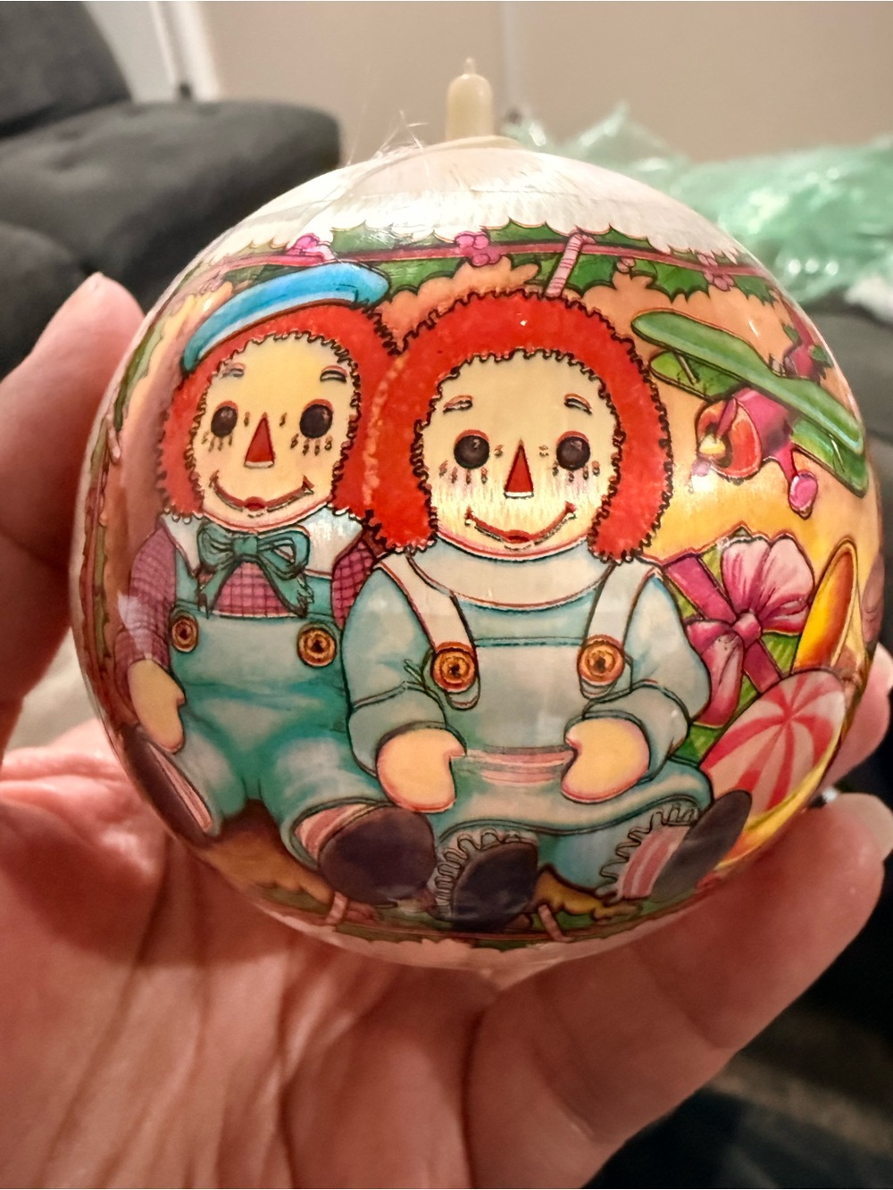 Satin Raggedy Ann & Andy Ornament - Turquoise, Red, Pink